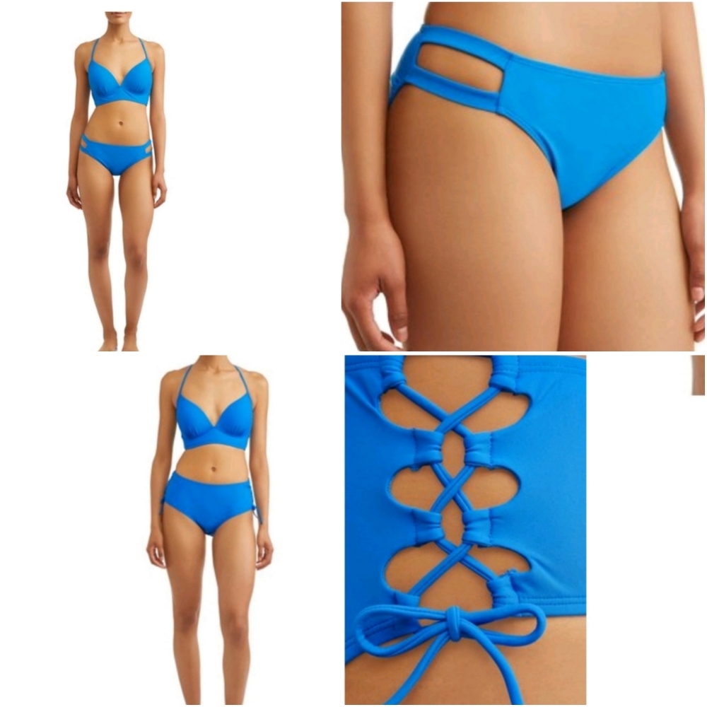 2) Time and tru blue swim bottoms midrise laced